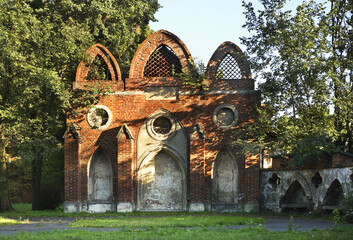 Gothic ruins at  Wilanow park in Warsaw. Poland