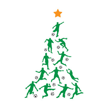 Soccer Christmas Tree. New Year Tree made of players
