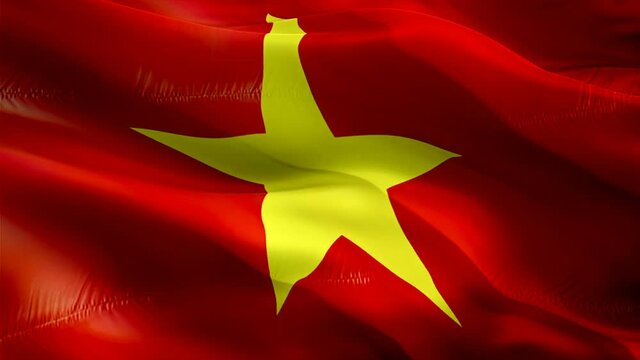 Vietnam flag. National 3d Vietnam flag waving. Sign of Vietnamese seamless loop animation. Vietnam flag HD Background. Vietnamese flag Closeup 1080p Full HD video for presentation for Victory day
