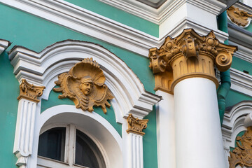 Columns and architectural elements of the Hermitage Museum in St. Petersburg, Russia