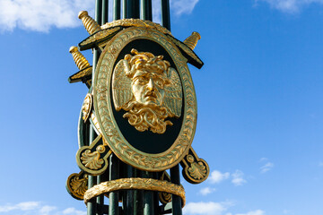 Fototapeta na wymiar Bas-relief of the jellyfish Gorgon's head on the Panteleimonovsky Bridge in St. Petersburg