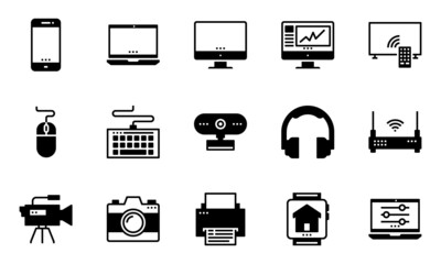 Home Electronics Devices Icons Vector ,Camera, Head Phone, Multimedia