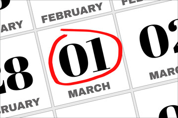 March 01 written on a calendar to remind you an important appointment.