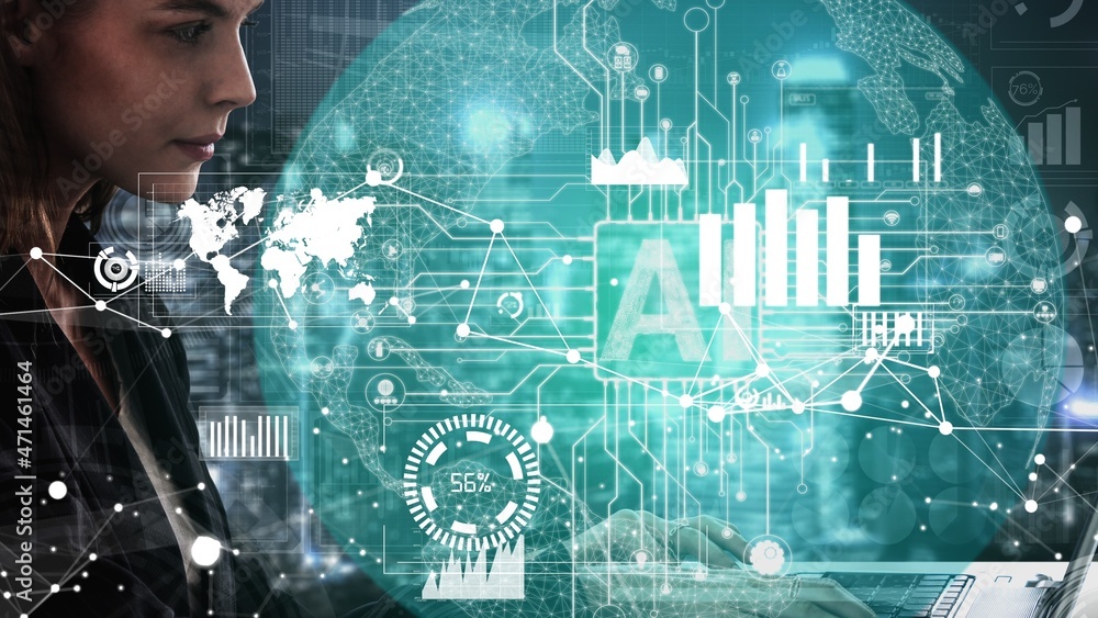 Poster conceptual business dashboard for financial data analysis . 3d render computer graphic .