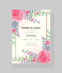 Floral style wedding invitation card