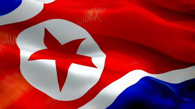 North Korean flag. 3d North Korea flag waving video. Sign of North Korea seamless loop animation flag HD resolution Background. North Korea flag Closeup 1080p HD video for Independence Day,Victory day