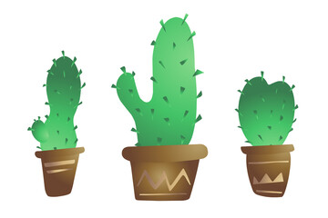 cactus in a pot cartoon flat simple hand drawn vector illustration isolated for design