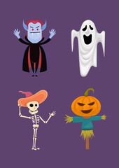 Halloween Character Vector Set Illustration