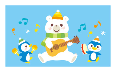 ギターを弾くシロクマ