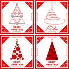 Happy New Year and Merry Christmas banner. Xmas 2022 vector. Festive Christmas object. Holiday poster, header for website, greeting card, flyer. Set of christmas trees.