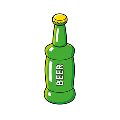 Green beer bottle isolated cartoon vector
