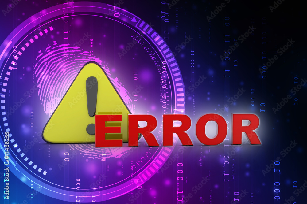 Poster 3d rendering exclamation sign with error