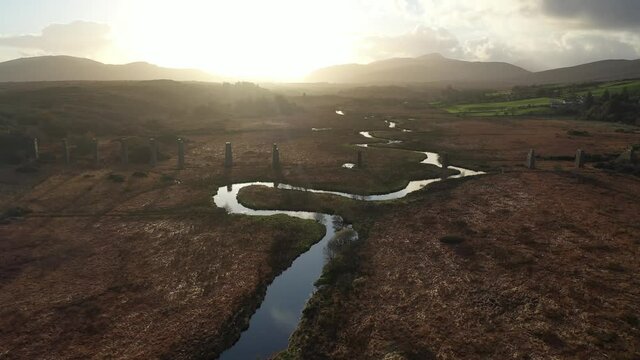 Aerial view of the Owencarrow Railway Viaduct by Creeslough in County Donegal - Ireland