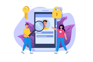 Cybersecurity, Data Access, Protection network safe data concept. Web page design templates. Vector illustration