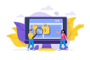 Cybersecurity, Data Access, Protection network safe data concept. Web page design templates. Vector illustration