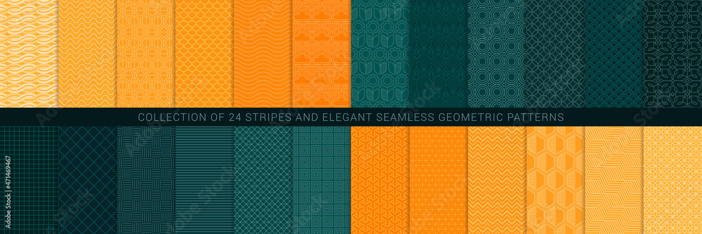 Aufkleber collection of seamless geometric minimalistic patterns. simple dotted and striped textures - endless