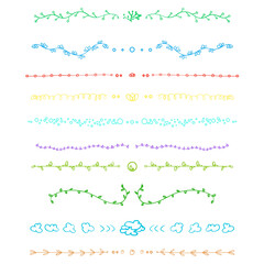 Collection of colored ornaments. Hand drawn universal elements with abstract patterns on isolated background. Design for spiritual relaxation for adults. Doodle for books, brochures, posters and flyer