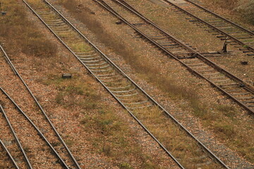 rails and sleepers on the railroad
