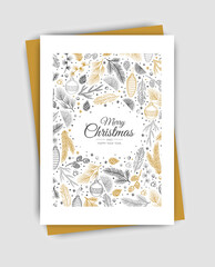 Merry Christmas template. Corporate Holiday cards and invitations. Floral frames and backgrounds design.