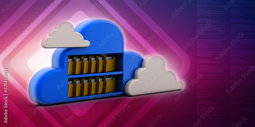Poster 3d rendering cloud folder network