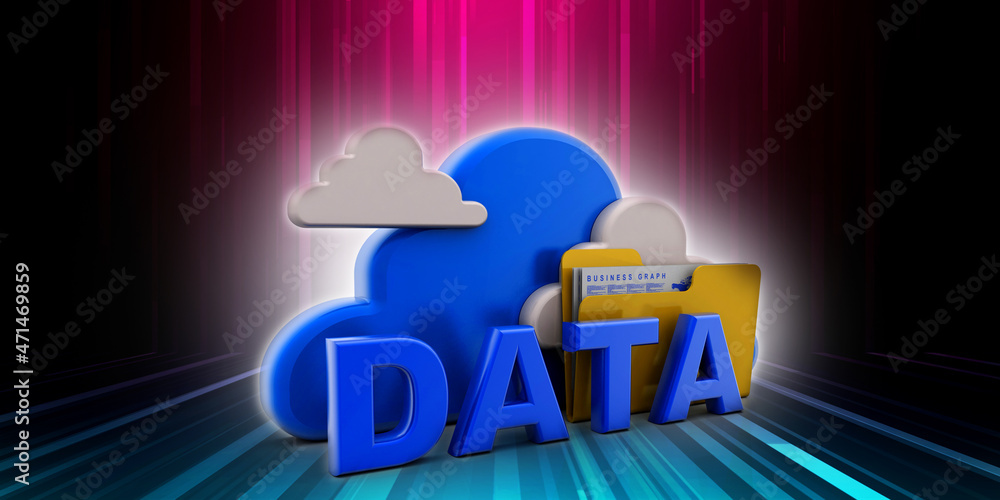 Poster 3d rendering cloud folder network