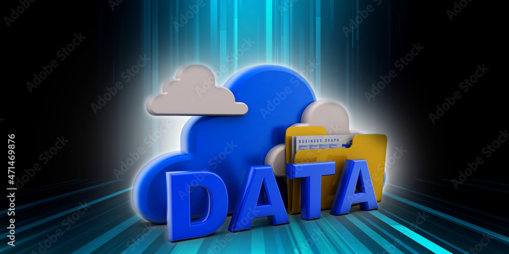 Poster 3d rendering cloud folder network