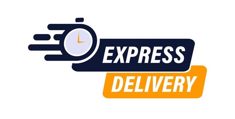 Express delivery with stopwatch icon concept for service, order, fast, free and worldwide shipping. Modern design.