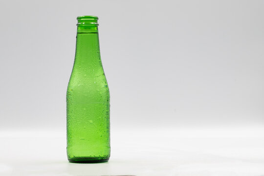 Natural mineral water bottle on a white background.