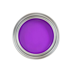 Open can of purple paint top view, 3d render