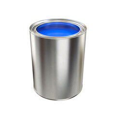 Open jar with blue paint on a white background, 3d render