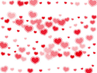 Beautiful red hearts falling vector illustration.