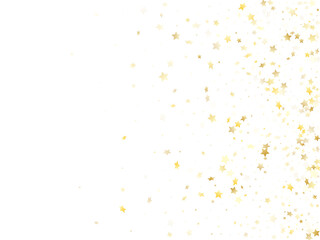 Flying gold star sparkle vector with white background.