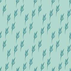 Seamless pattern emerald panicle reed on a green background