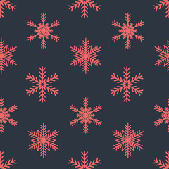 Crystal shape snowflake, christmas seamless pattern for festive new year gifts decoration