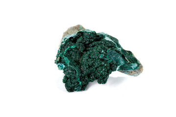 Macro mineral stone Malachite against white background