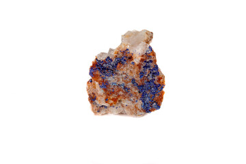 Macro mineral stone Malachite and Azurite against white background
