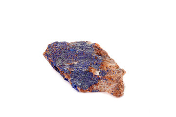 Macro mineral stone Malachite and Azurite against white background