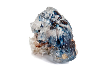 Macro stone Fluorite mineral on white background