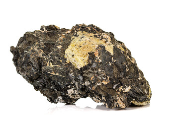 Naklejka premium Macro of a mineral stone Vesuvianite on a white background