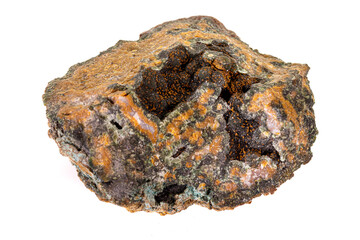 Macro stone mineral quartz with chlorite on a white background