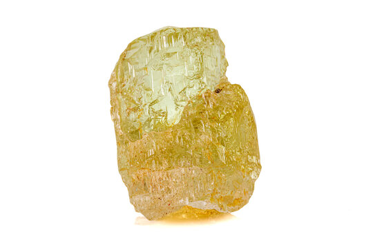 Macro stone Beryl mineral on white background