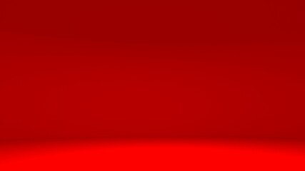 Red background. Red studio with light spot. Red stand for demonstration. 3d rendering.
