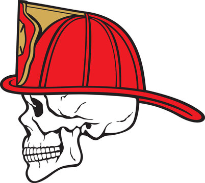Firefighter skull color vector illustration