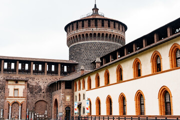 Fototapeta na wymiar Walls of the Castello Sforzesco castle. Milan, Italy