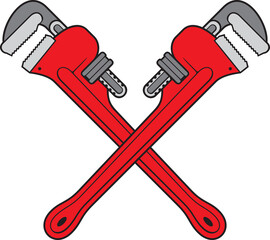 Crossed Plumber Pipe Wrench Vector Illustration