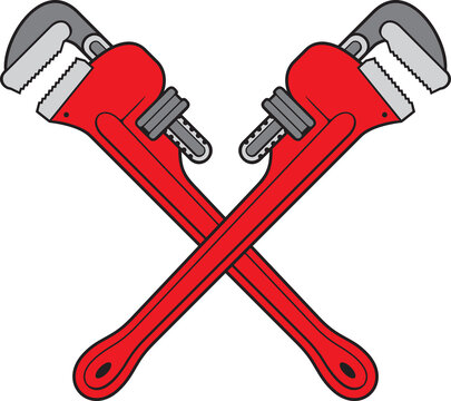 Crossed Plumber Pipe Wrench Vector Illustration