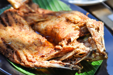 deep fried fish, deep fried bass or fried striped bass
