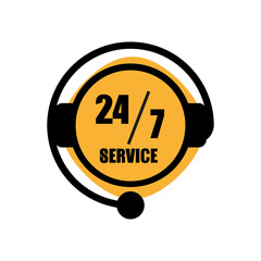 24-7 service icon. Vector illustration on white.