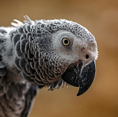 African grey parrot`s head. Latin name - Psittacus erithacus