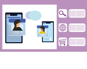 2d illustration online telemarketing concept


